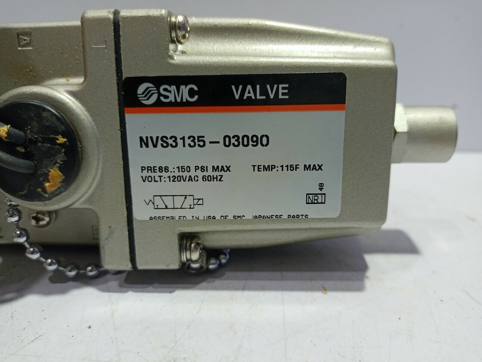 SMC Valve NVS3135-03090 Air Valve 120VAC 60Hz Max 150PSI Max 115F NVS313503090