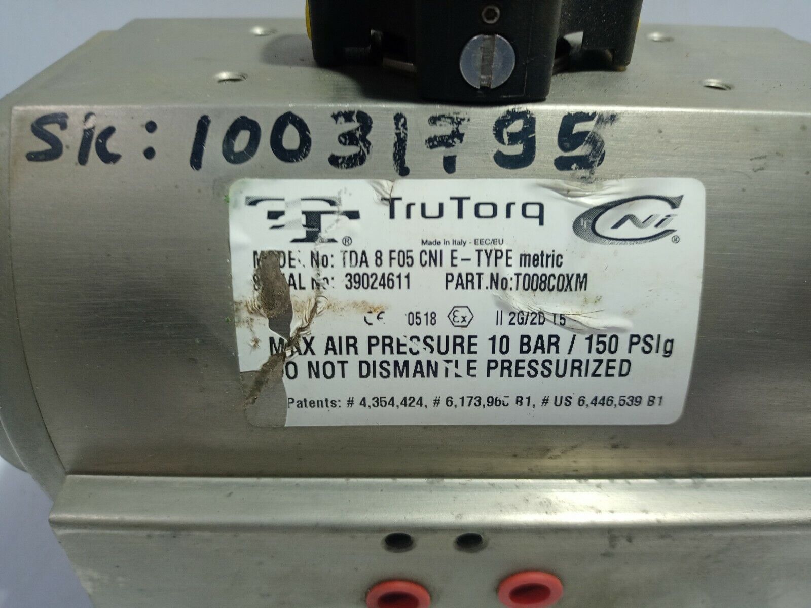 Trutorq TDA 8 F05 CNI E-Type Metric Pneumatic Actuator T008C0XM