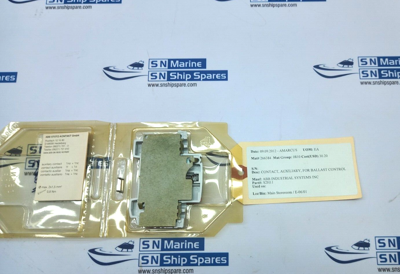 ABB S2H11 Auxiliary Contact Block For Ballast Controls