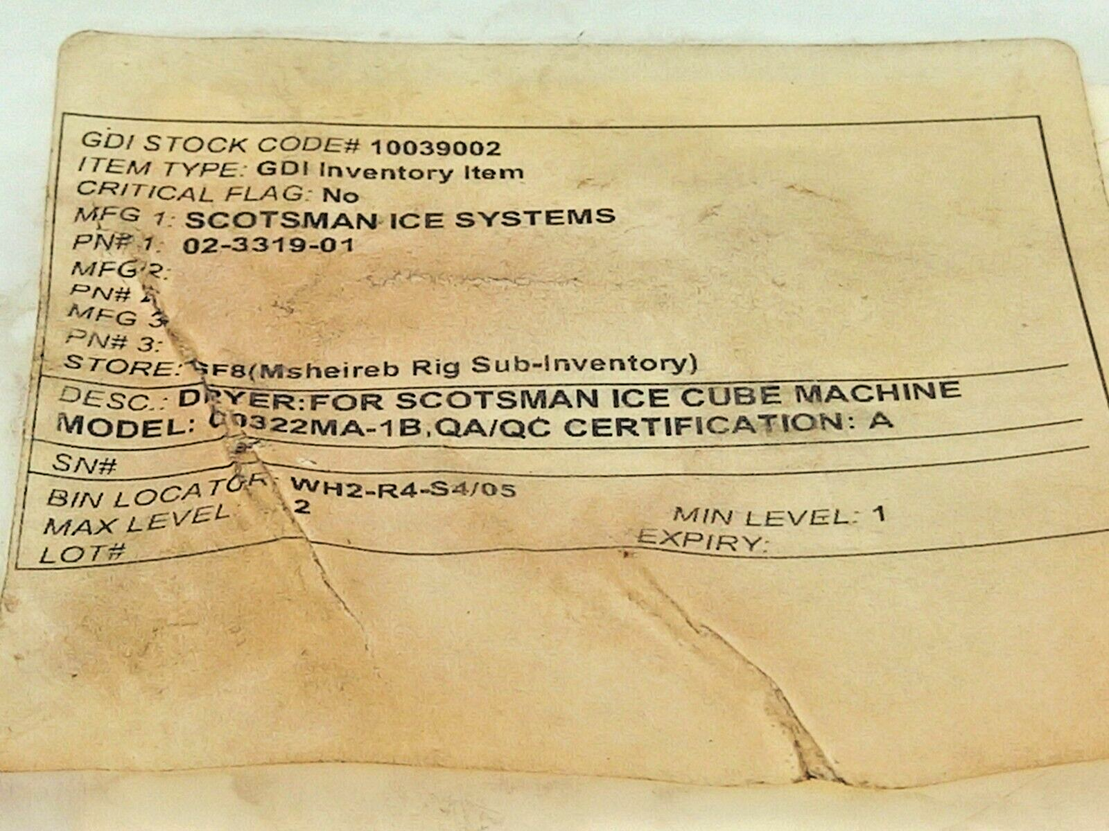 Sporlan C-032-S Solder Filter Drier ¼ Scotsman 02-3319-01
