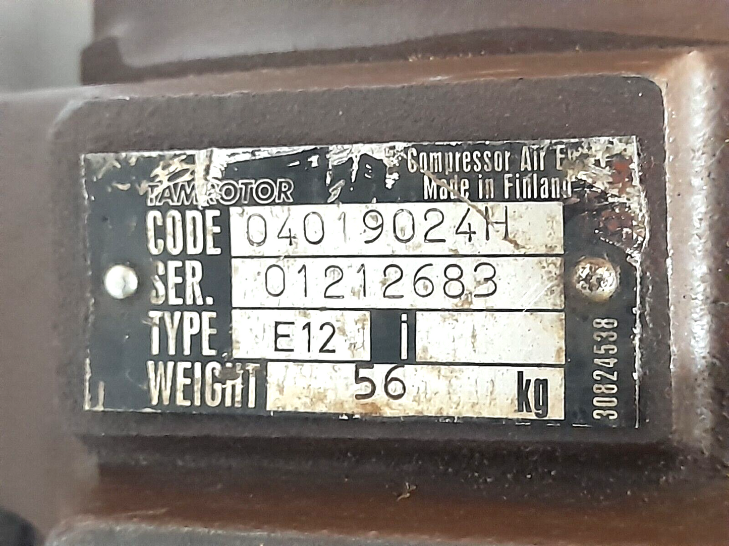 Tamrotor 04019024H Type E12 Rotary Screw Air Compressor 0 040 189 G A2