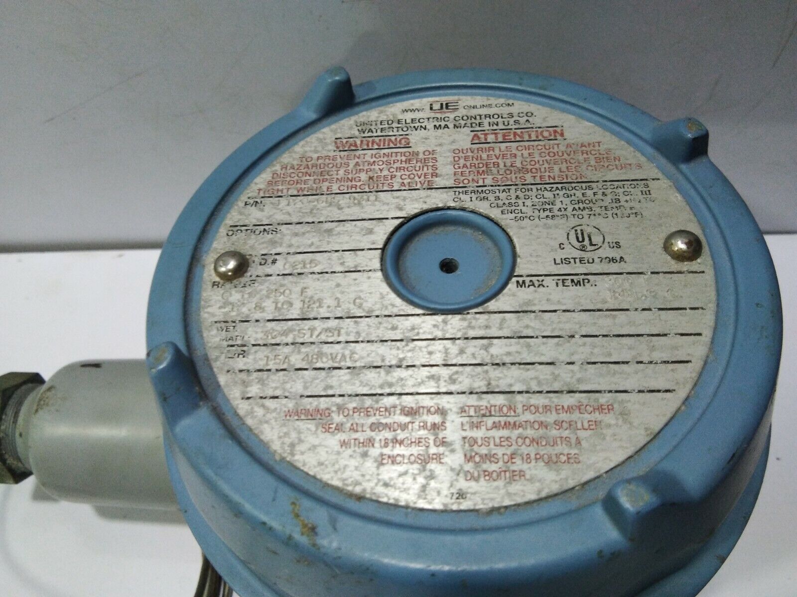 UNITED ELECTRIC F120-6BS9311 TEMPERATURE SWITCH 0-250F 