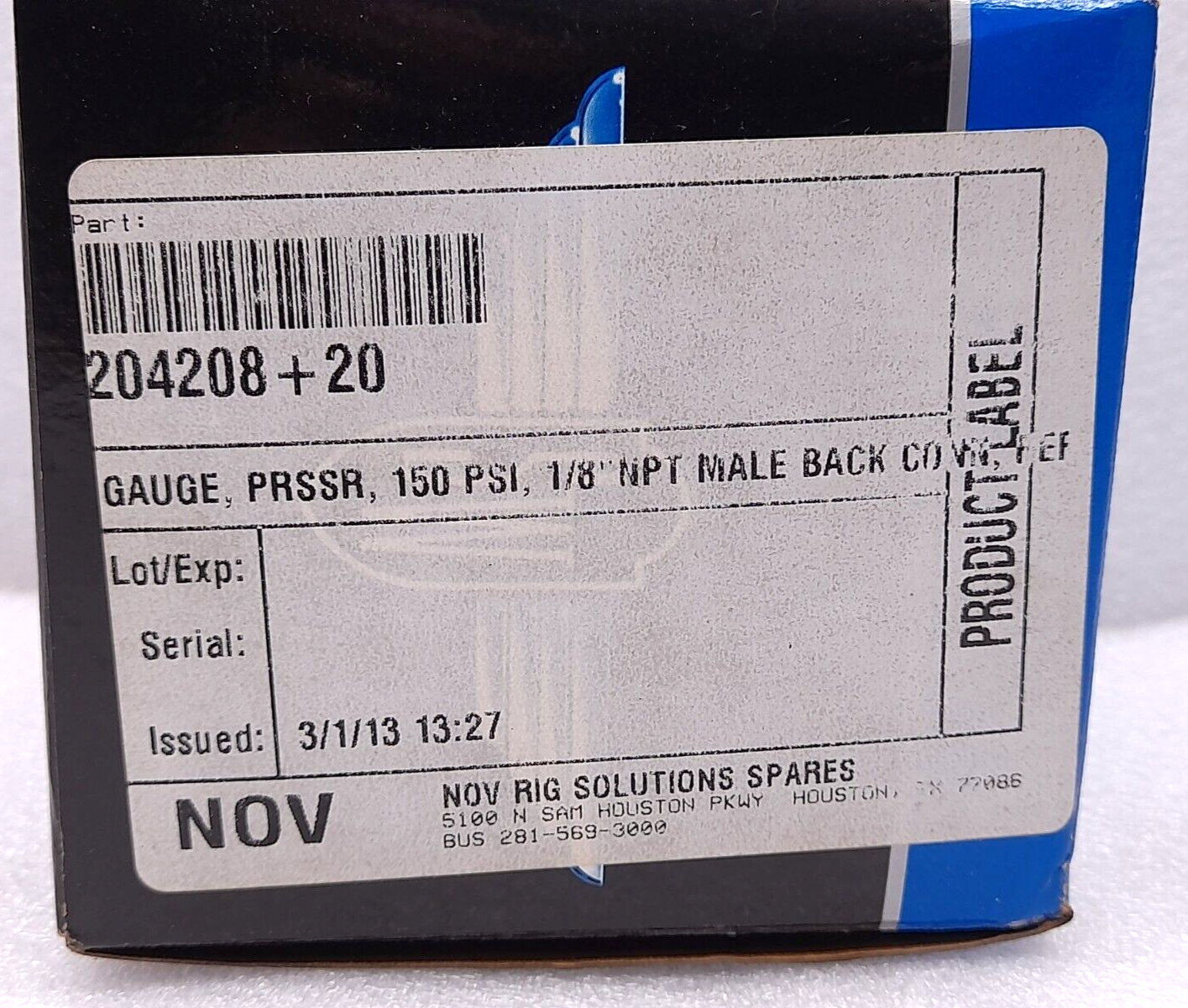 Stewart Warner 284-N Air Pressure Gauge 150PSI 284N NOV 204208+20 1/8”NPT