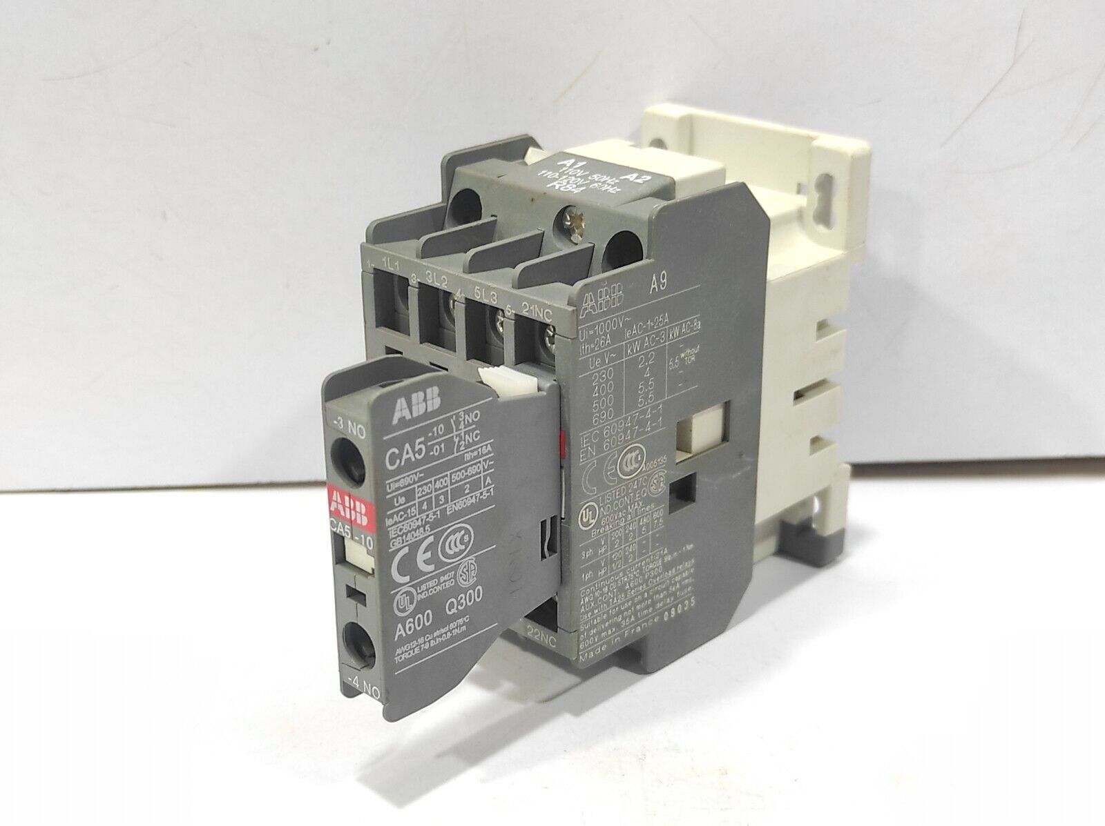 ABB A9-30-01 Contactor With ABB CA5-10 Auxiliary Contactor 2-Pcs Lot Sale