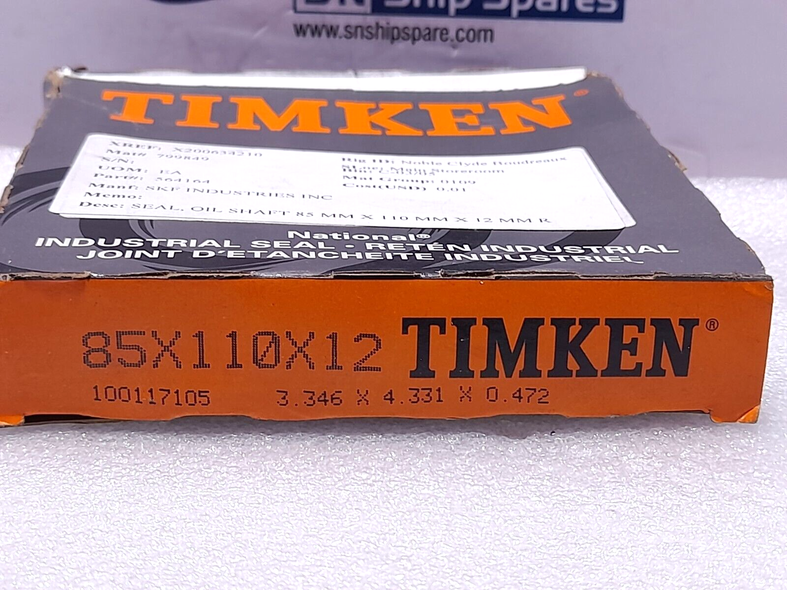 Timken 85X110X12 Seal 100117105 SKF 564164