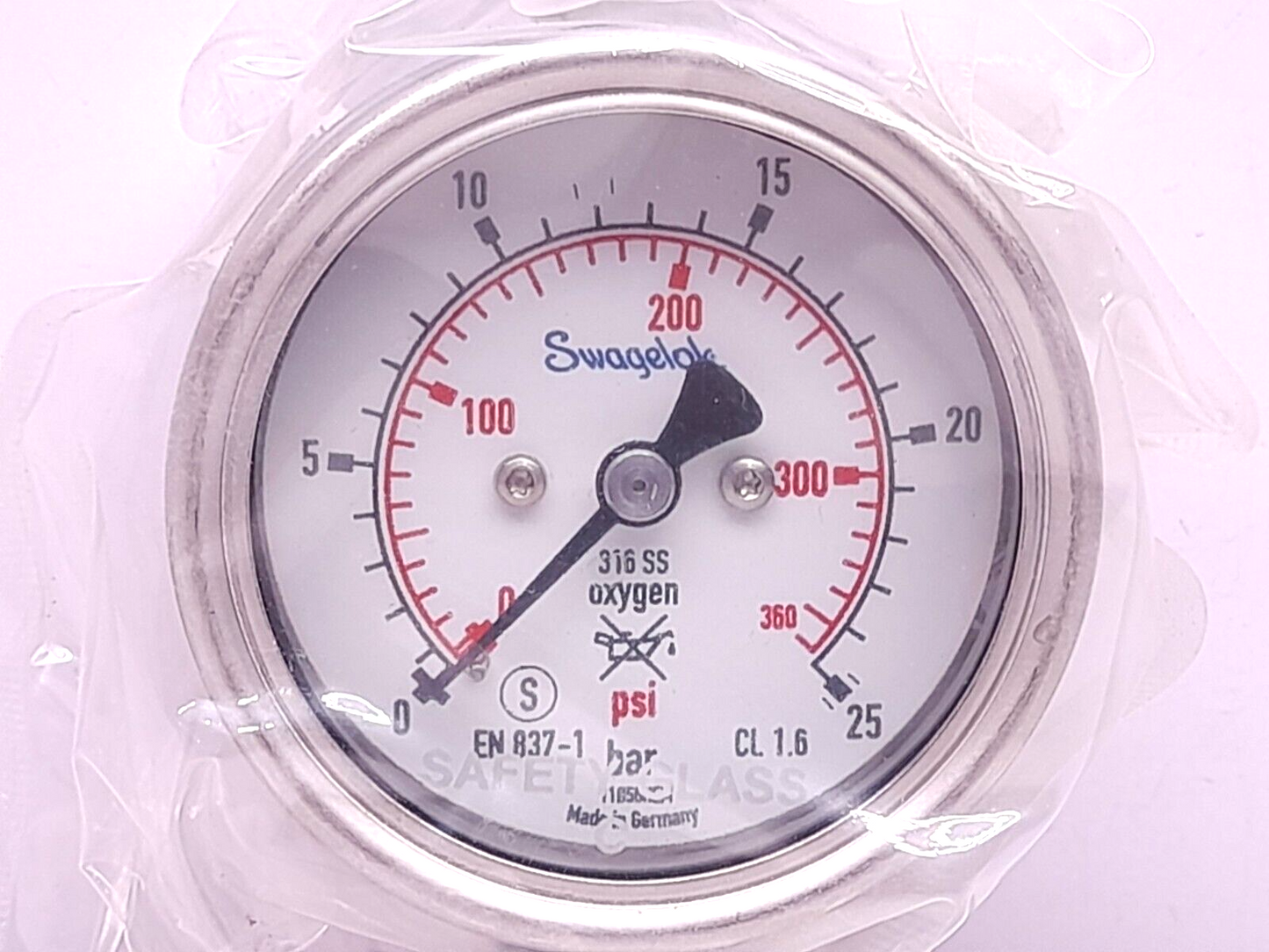 Swaglok PGI-63S-PG25-LAQ1-ABN Pressure Gauge 0-25 Bar 0-360 PSI PGI-63S-PG25-LAQ