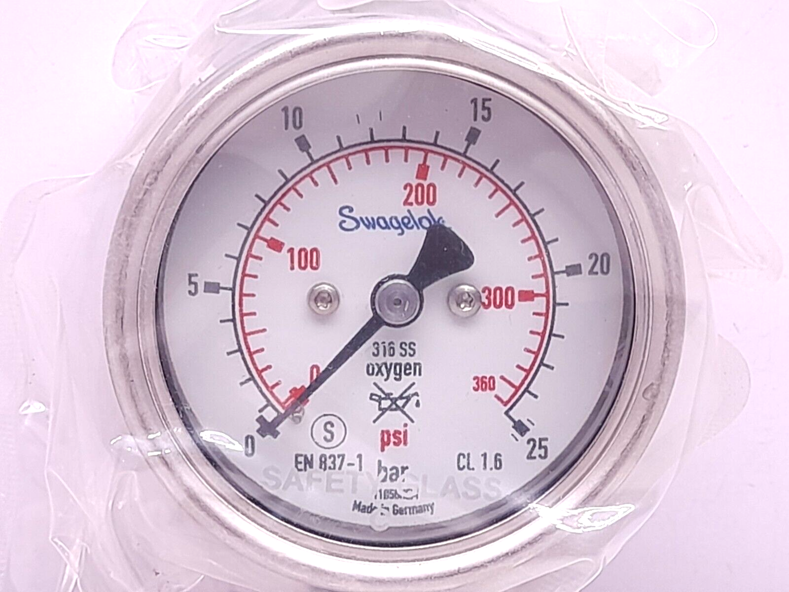 Swaglok PGI-63S-PG25-LAQ1-ABN Pressure Gauge 0-25 Bar 0-360 PSI PGI-63S-PG25-LAQ