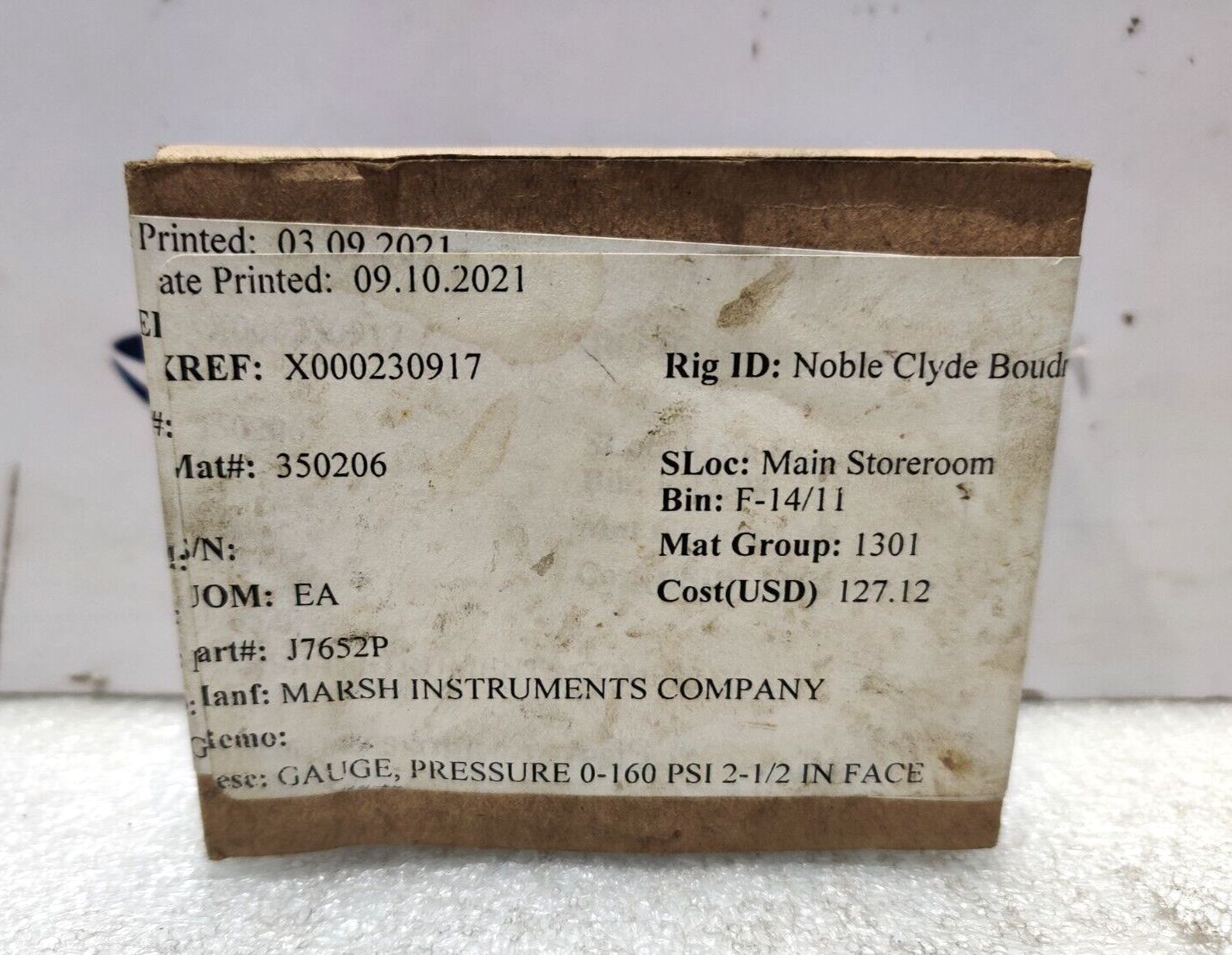 Wikai 232.50.063 Pressure Gauge 0-160Psi 1/4NPT Marsh J7652P