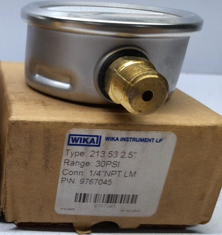 Wika 9767045 213.53 2.5” Pressure Gauge 0-30 PSI Conn ¼” NPT LM (1)