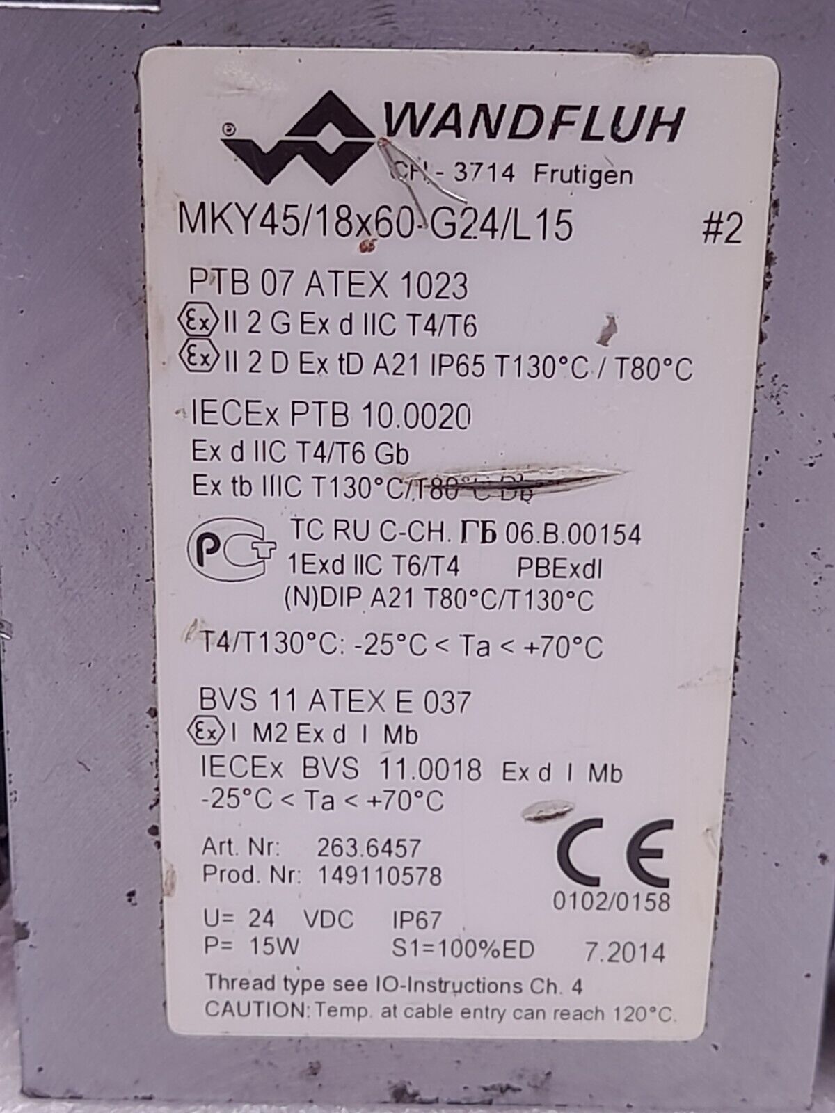 Wandfluh WDBFA06-ACB-S-25/L15-K1M102/165 Valve MKY45/18x60-G24/L15 Pmax 350bar