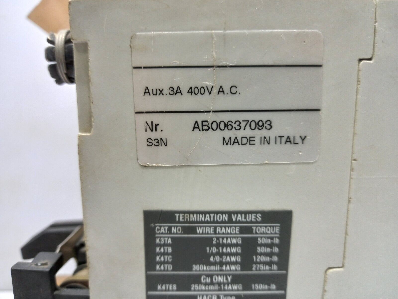 ABB S3H Circuit Breaker 100A 3P 600VAC 600VDC