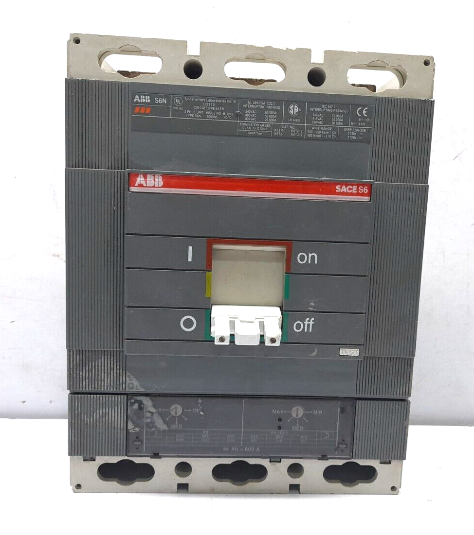 ABB SACE S6 S6N Circuit Breaker 600A 3P 600VAC