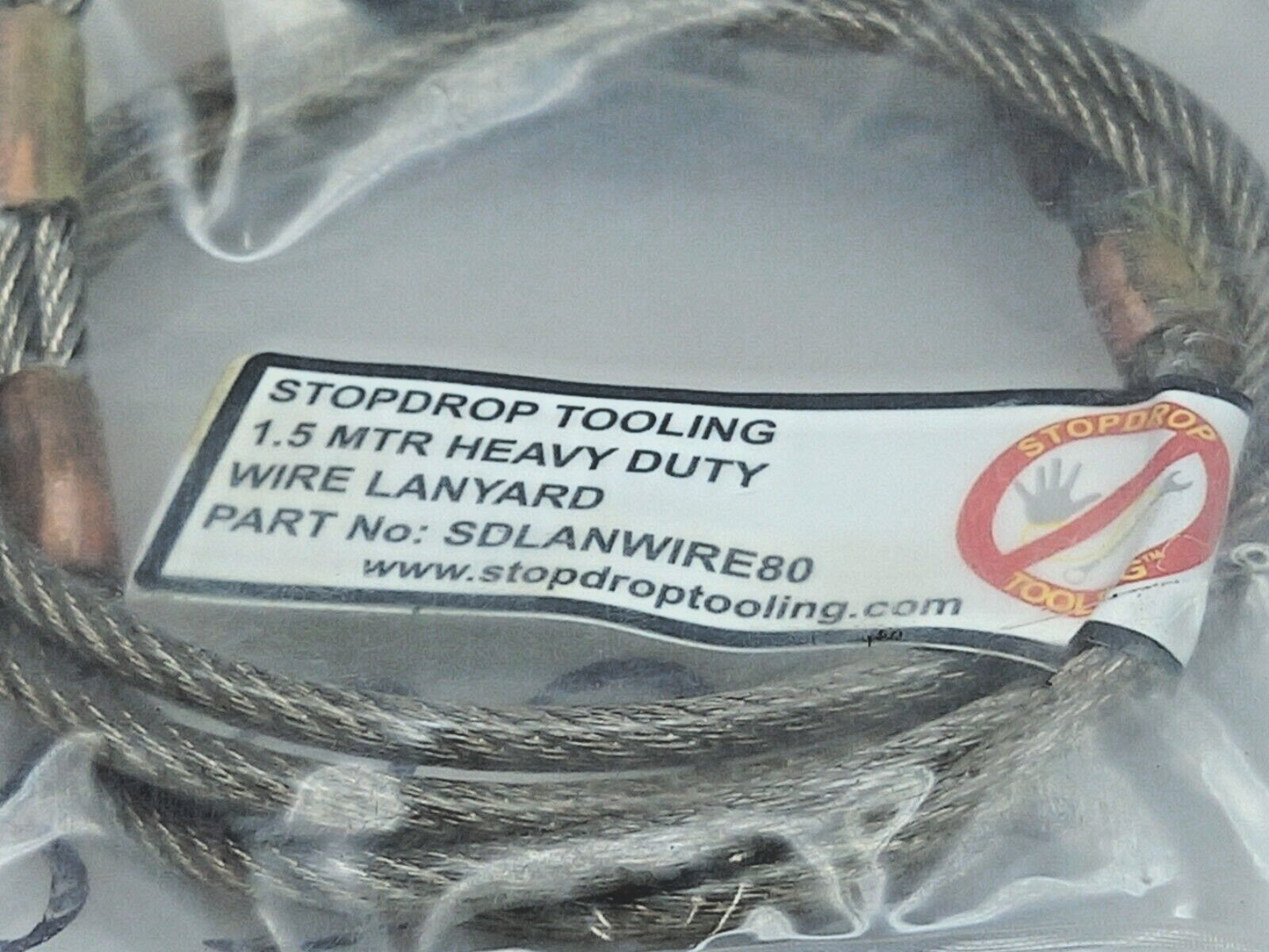 STOP DROP TOOLING SDLANWIRE80 Heavy Duty Wire Lanyard 1.5MTR