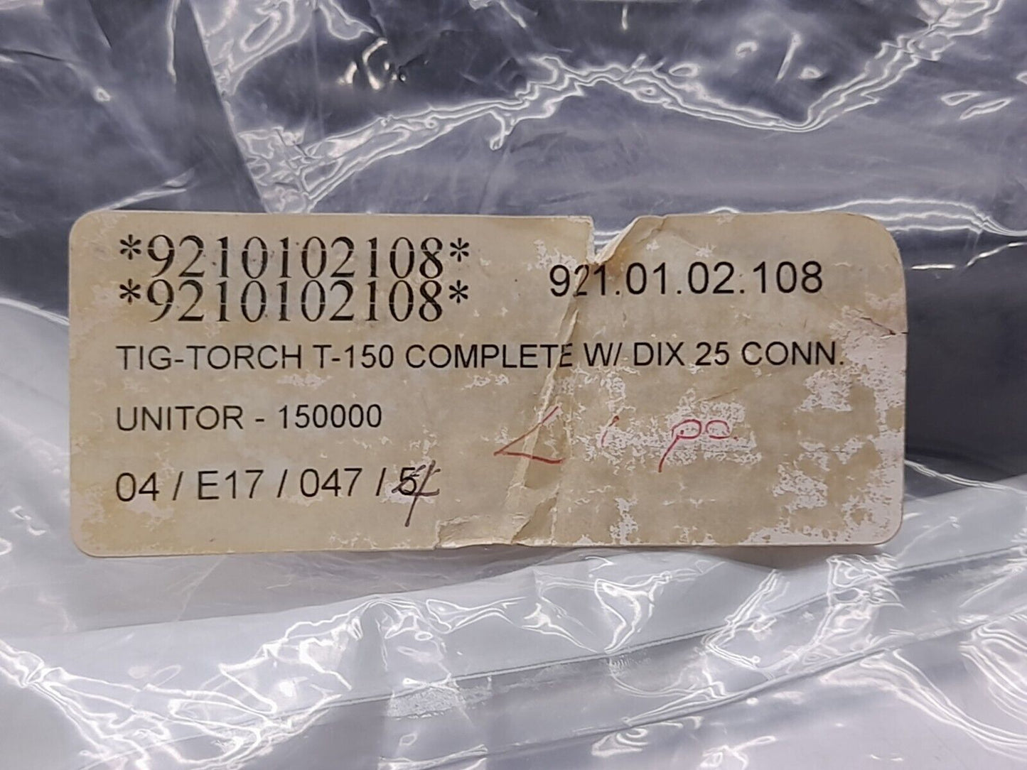 Unitor 4CE-17V-12-UN 10-25 c/w Spare Part Kit 5001402 Tig Torch T-150 Complete