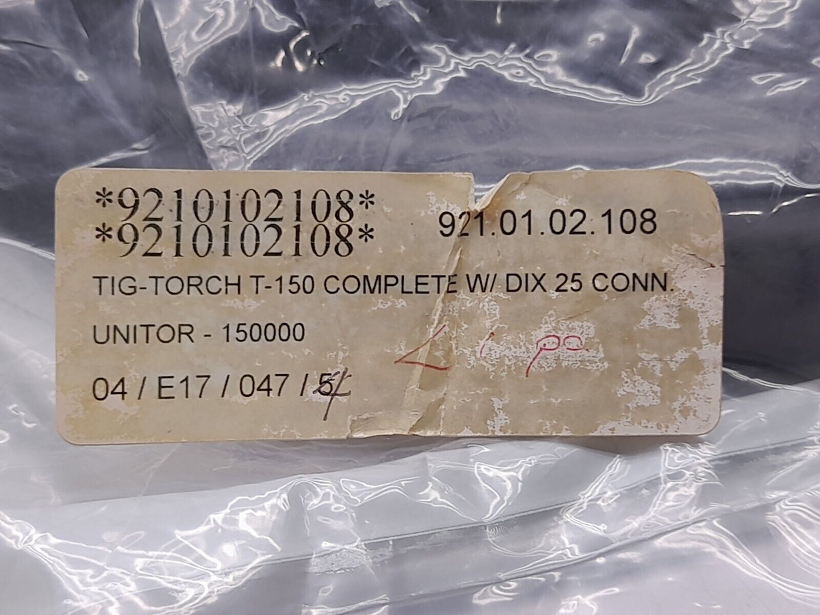 Unitor 4CE-17V-12-UN 10-25 c/w Spare Part Kit 5001402 Tig Torch T-150 Complete