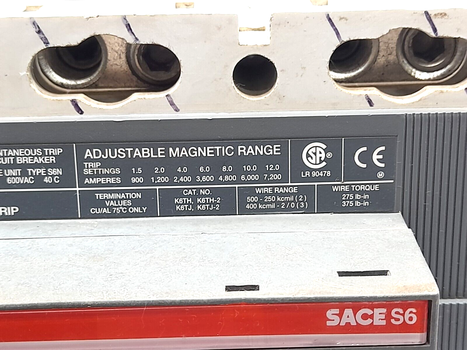 ABB Sace S6 S6N 3 Pole Circuit Breaker Sace PR211 In 600A