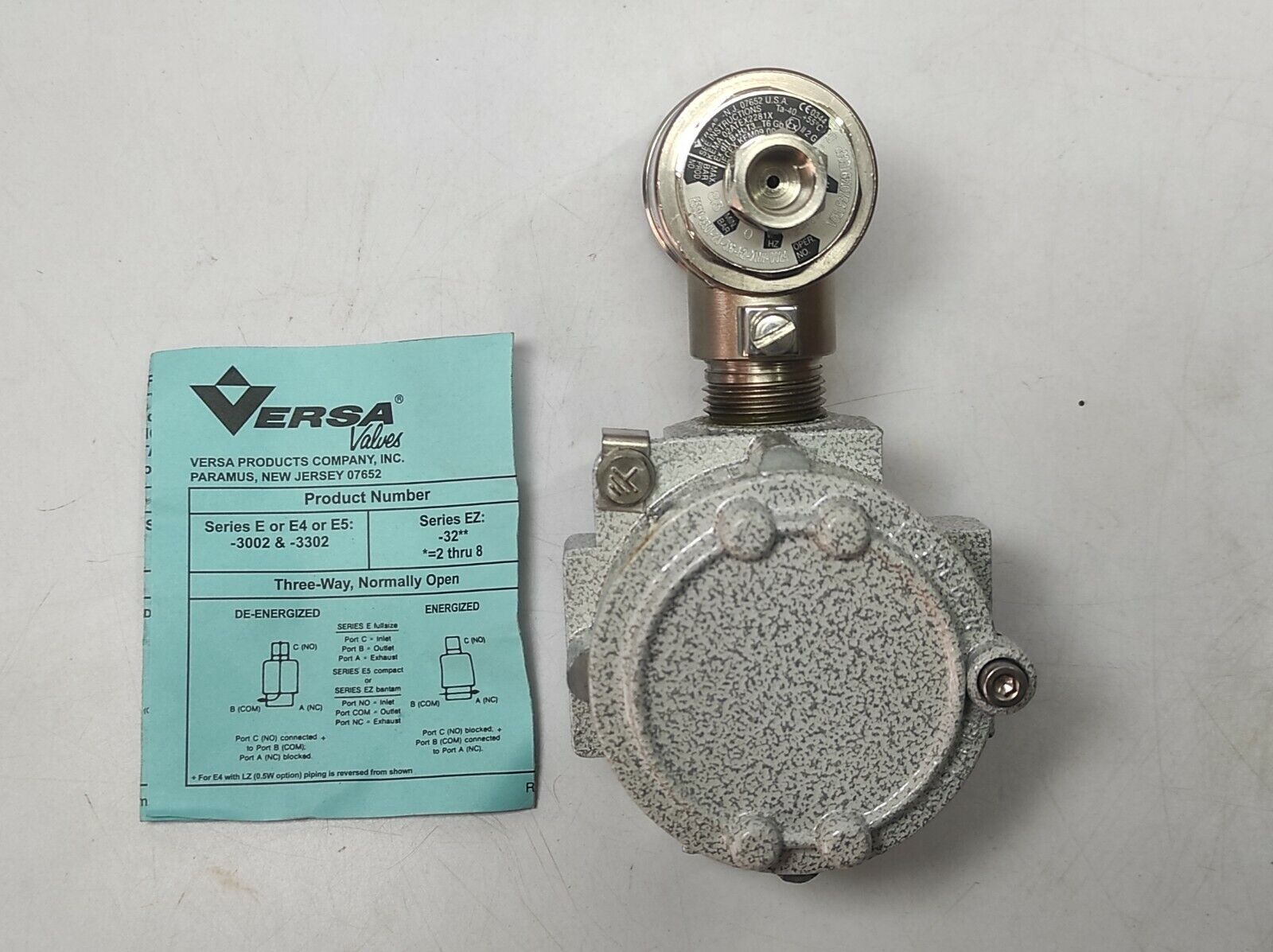 Versa E5SM-3301-23-316-H2-XNW-D024 Solenoid Valve With Cortem 2014 SC-14.1 Junct