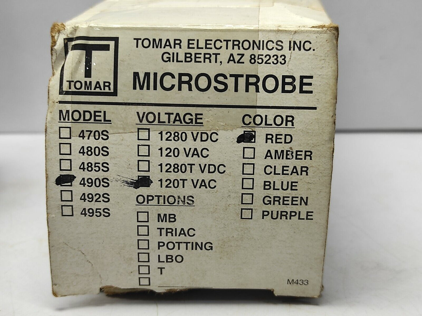 Tomar 490S Microstrobe IV 490S-120T 120VAC 50/60Hz Tempcode T2C COLOUR-RED
