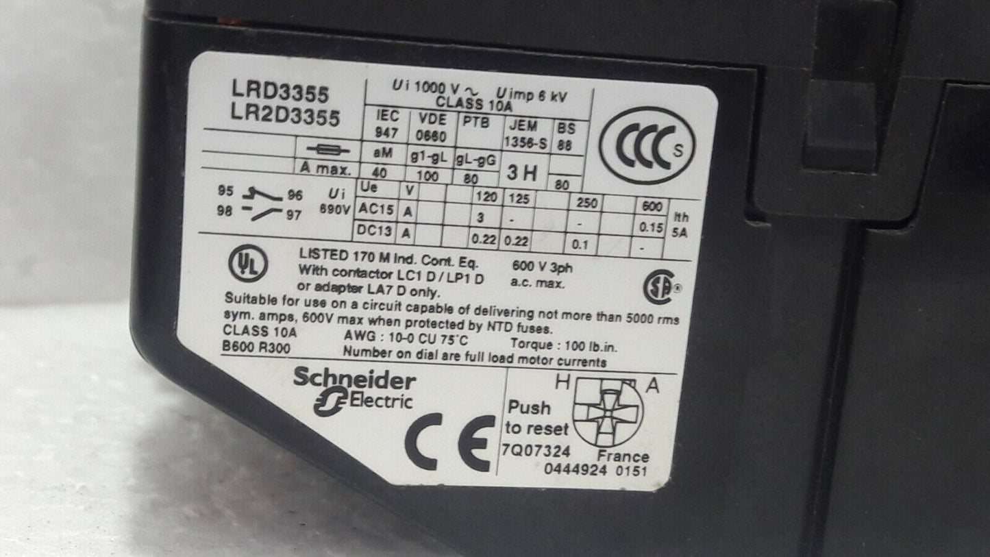 Telemecanique Square D Themal Overioad Relay LRD3355 / LR2D3355