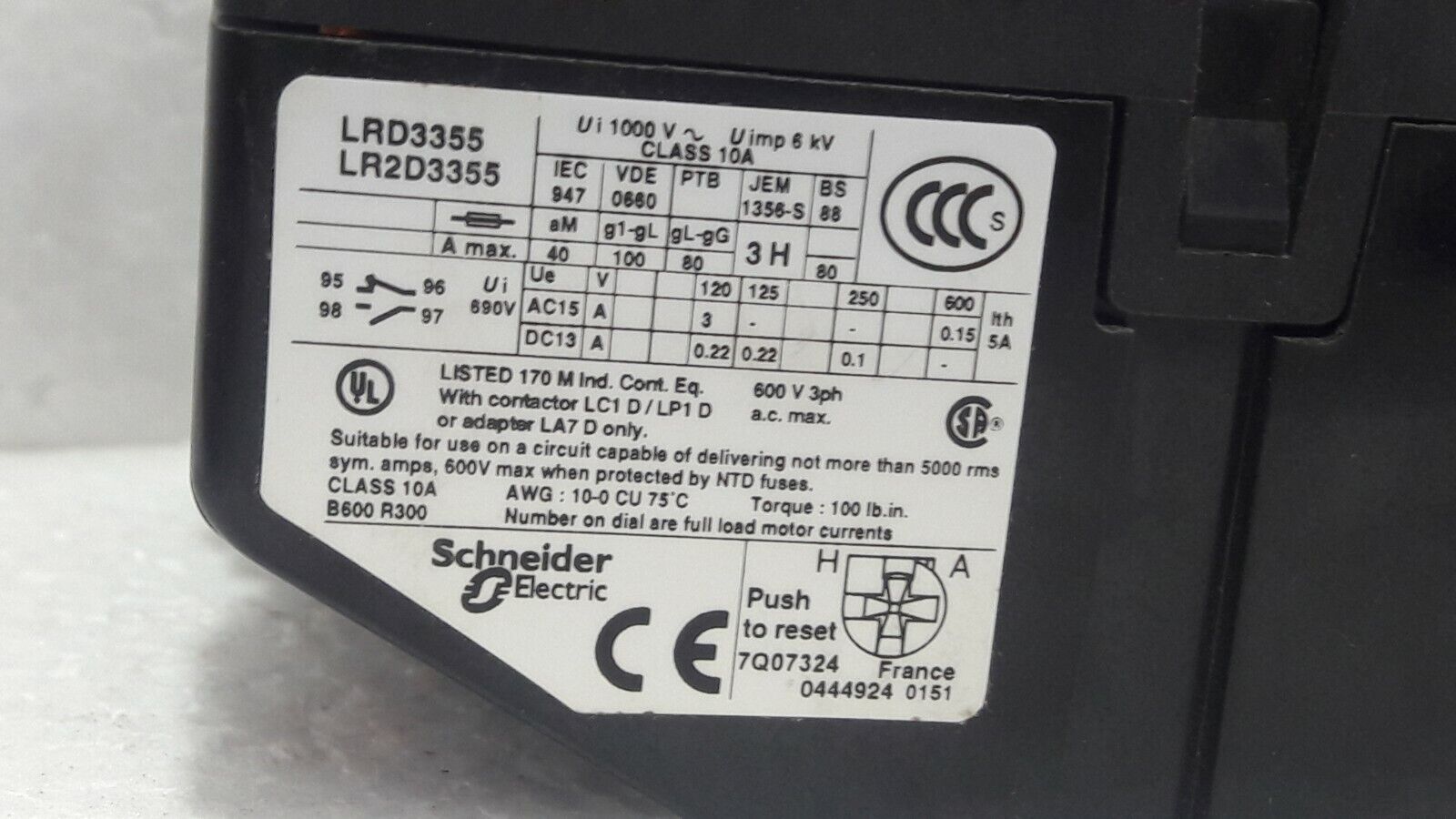 Telemecanique Square D Themal Overioad Relay LRD3355 / LR2D3355