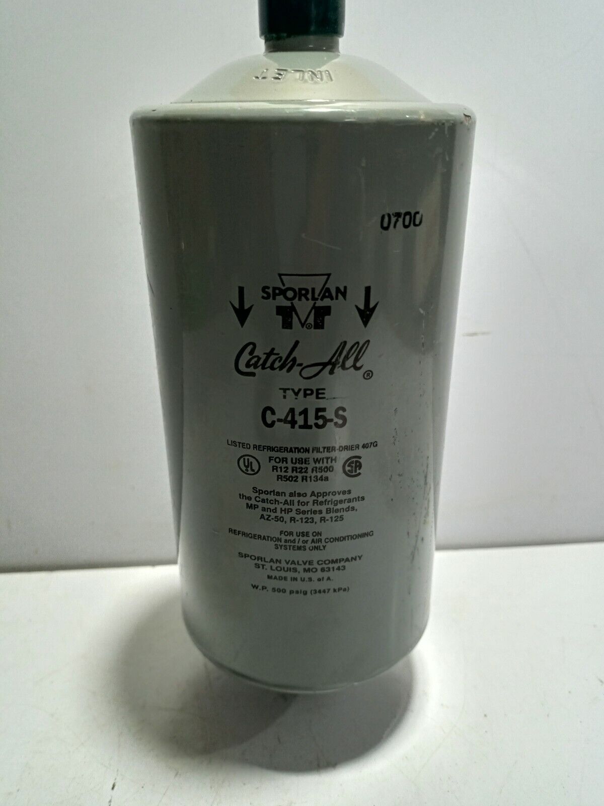 Sporlan Catch All C-415-S Filter Drier C415S W.P. 500 psig 3447 kPa