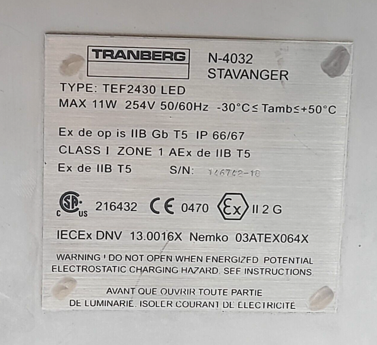 Tranberg TEF2430 Obstruction Light Red LED TEF2430160 Aircraft Warning Light Max