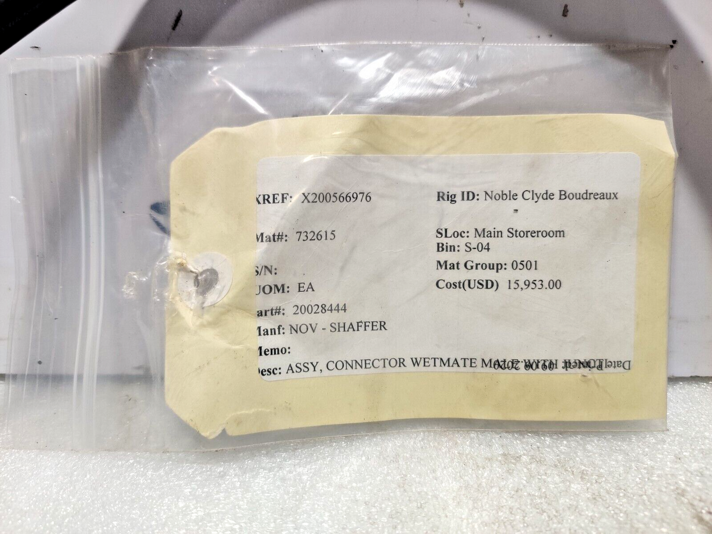 A007-103-1 Connector Wetmate Assembly NOV 20028444 REV.E