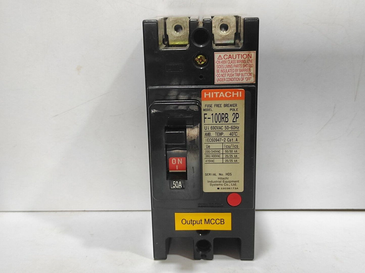 Hitachi F-100RB Circuit Breaker 2P 50A Ui 690VAC 50-60Hz