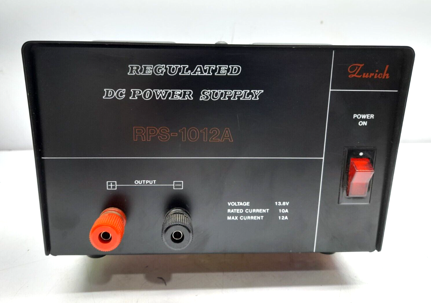 Zurich RPS-1012A Regulated DC Power Supply In 110V Out 13.8V 10A Rated 12A Max