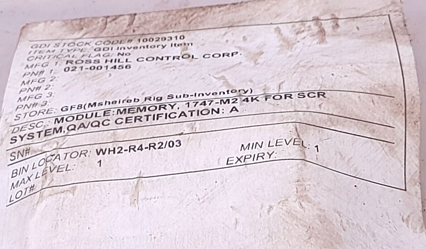 Allen Bradley 1747-M2 Ser A EEPROM Memory Module XICOR X28256 RossHill021-001456