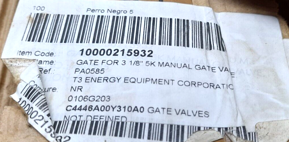 T3 Energy Equipment Corporation PA0585 Gate For 3 1_8” 5K Manual Gate Valve