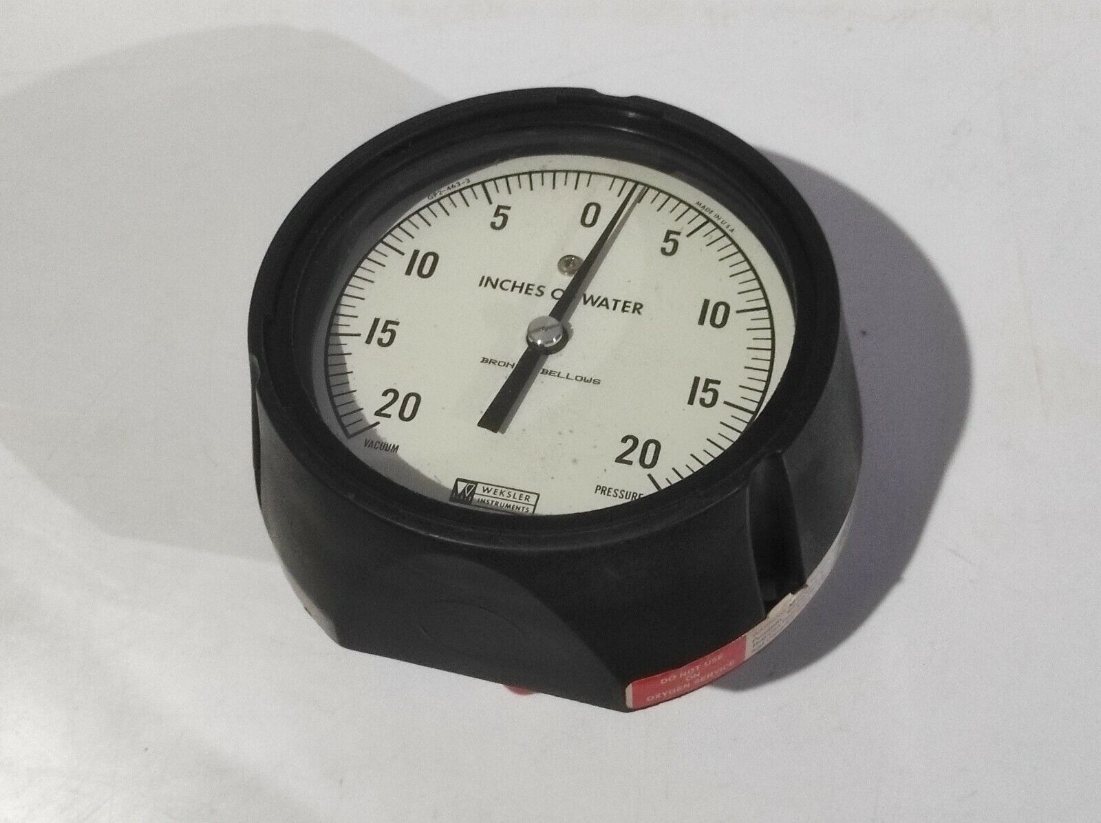 Weksler 20-0-20 Pressure Gauge 4-1/2” Bellows Gauge GP2-463-3 