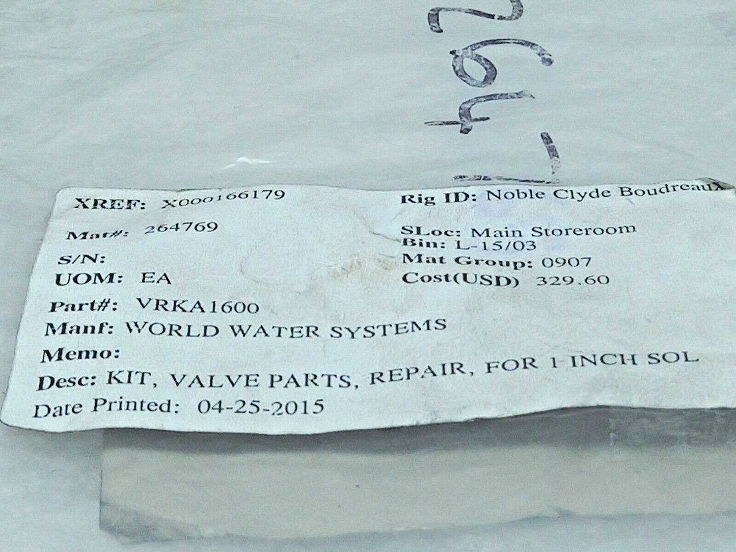 World Water System VRKA1600 Valve Parts Repair Kit For 1 Inch