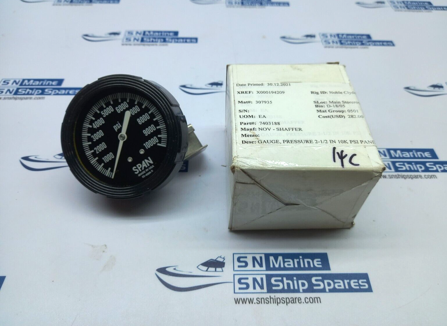 Span 02-4006-X Pressure Gauge 2-1/2 10K Psi Panel NOV 7403188