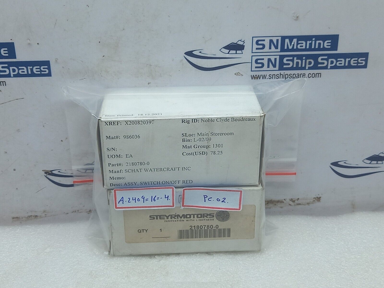 Steyrmotors 2180780-0 Assy Switch On/Off Red Schlegel BFL5