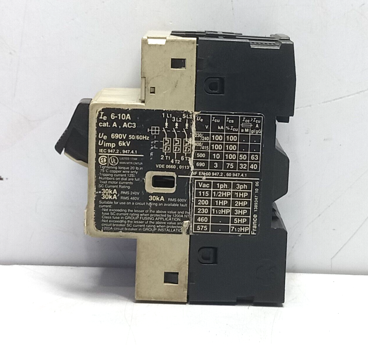 Telemecanique GV2-M14 Motor Protection Circuit Breaker 6-10A Ue 690V 50/60Hz