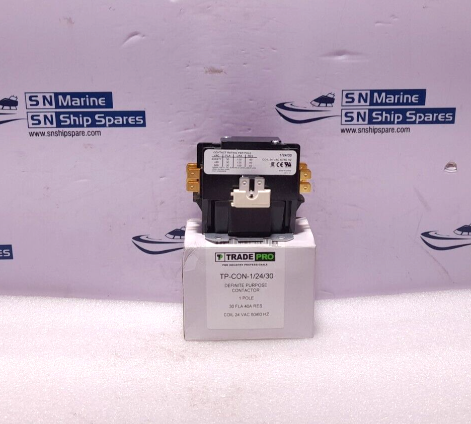 Trade Pro TP-CON-1/24/30 Definite Purpose Contactor 1P 24VAC 50/60Hz 30FLA 40A R
