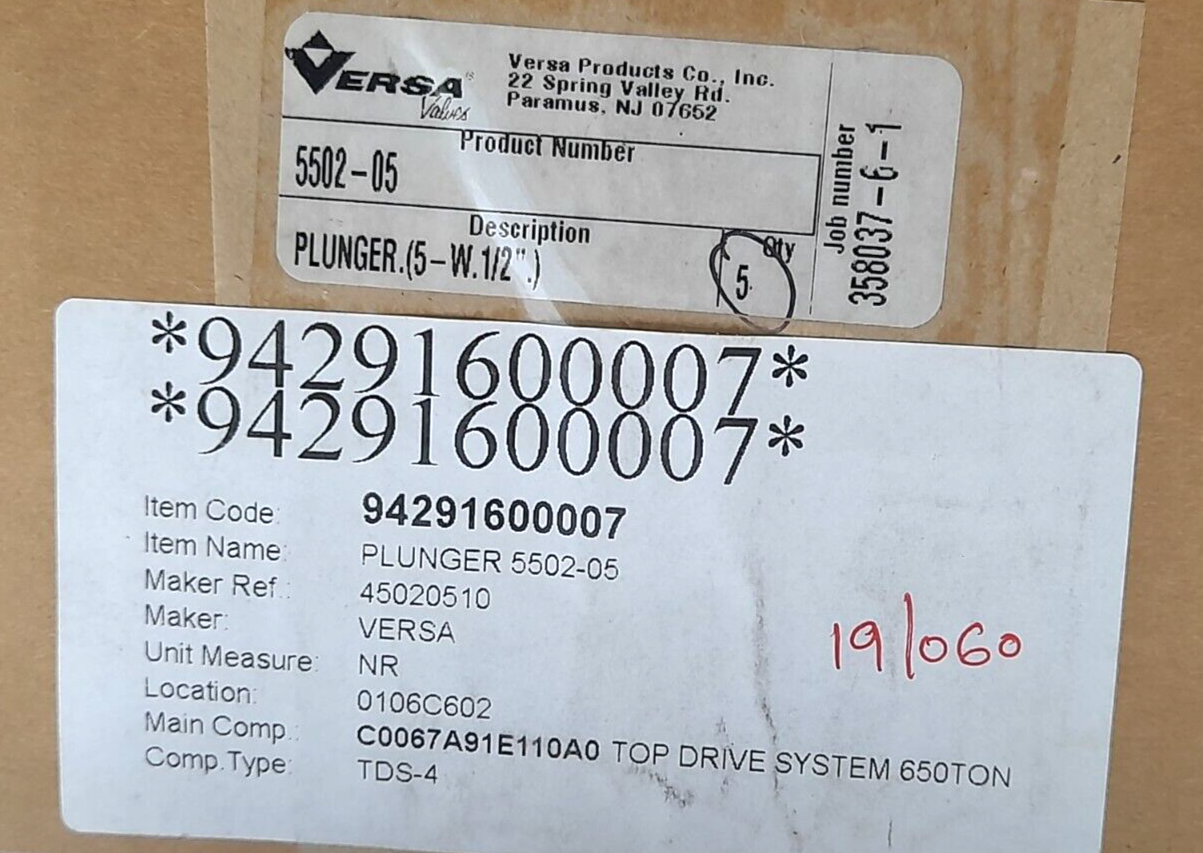 Versa 5502-05 Plunger 5-W. ½” 45020510