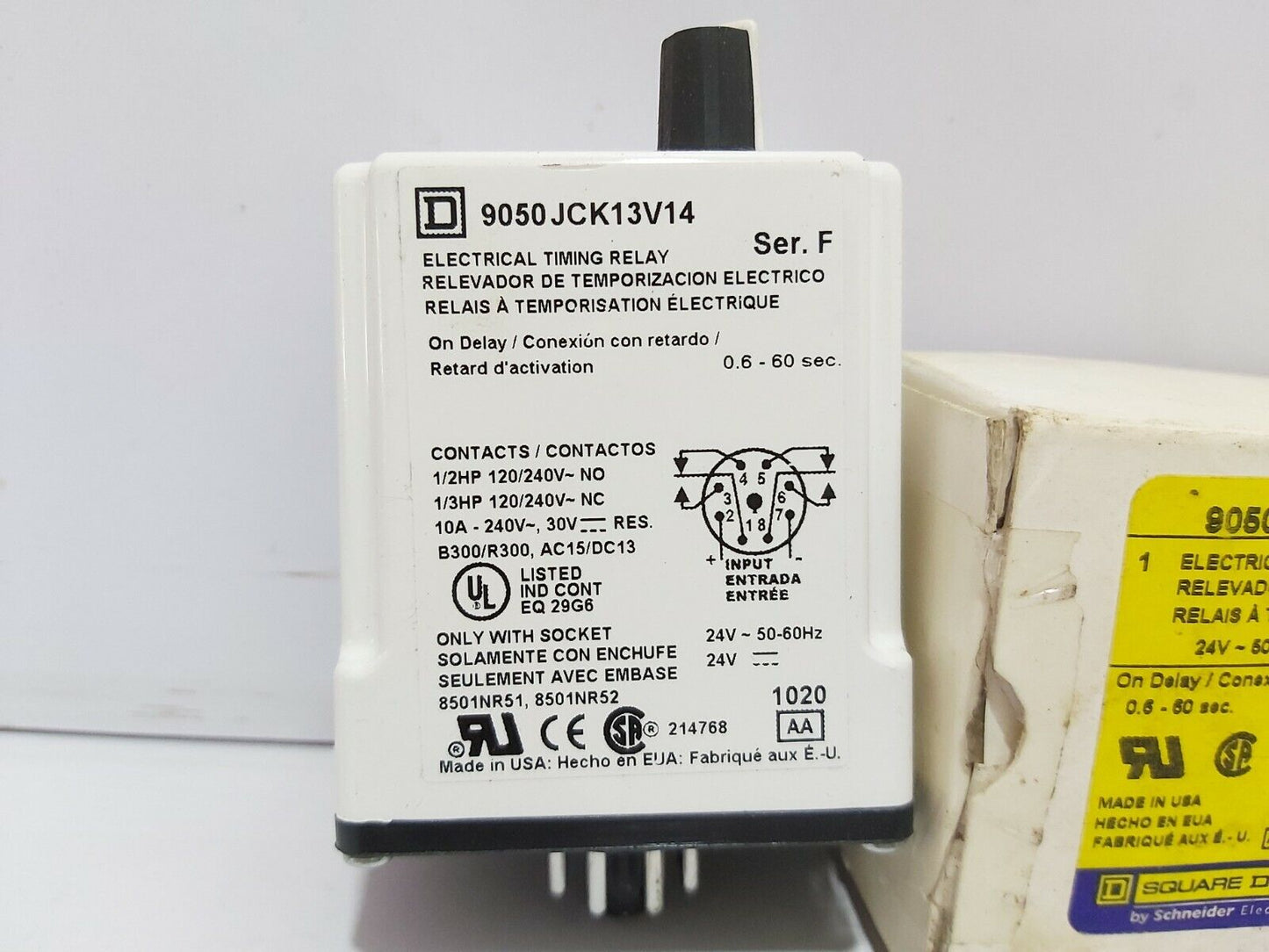 SQUARE D 9050JCK13V14 8-PIN RELAY SER-F 
