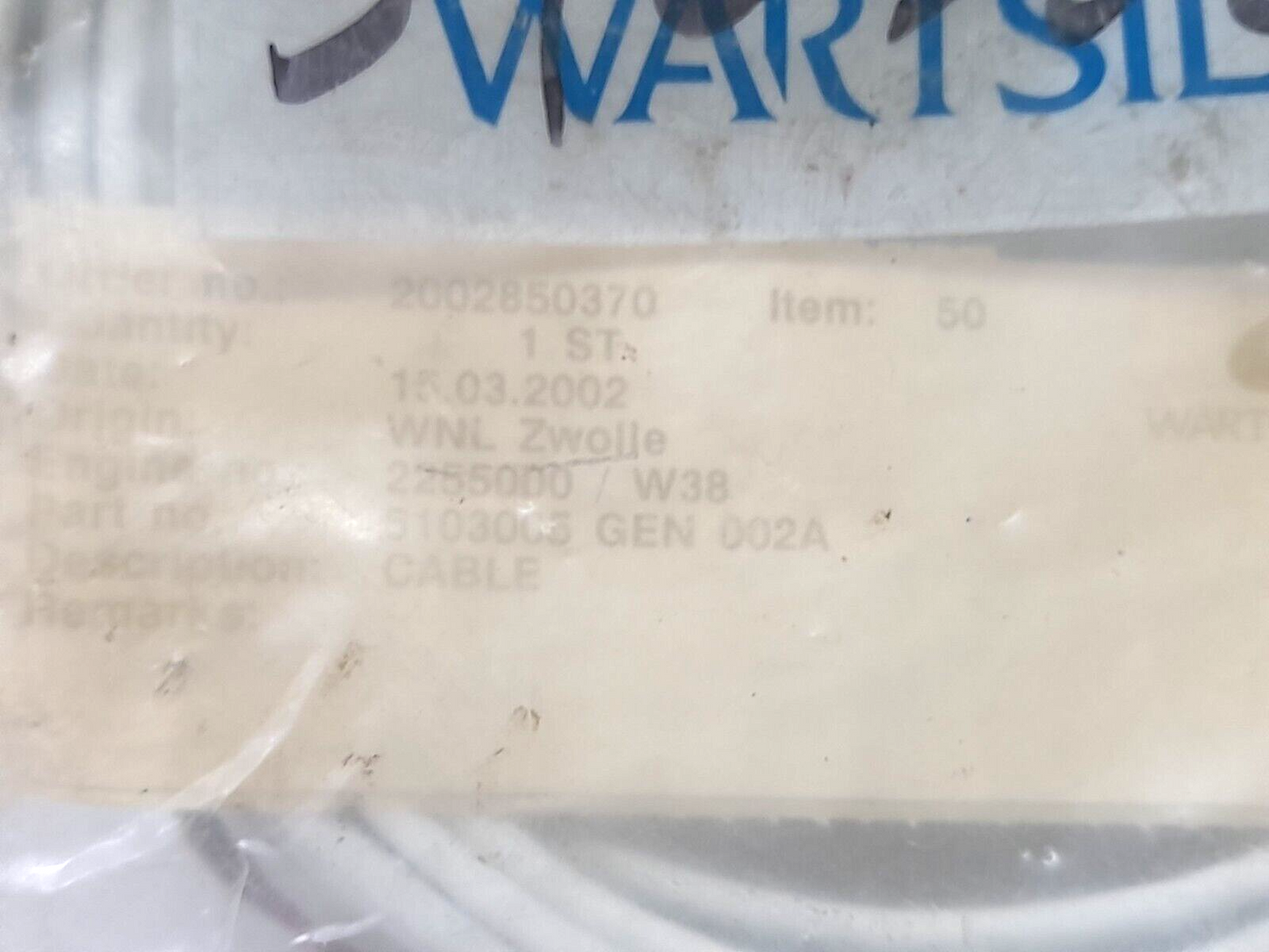 Wartsila 5103005 GEN 002A Cable