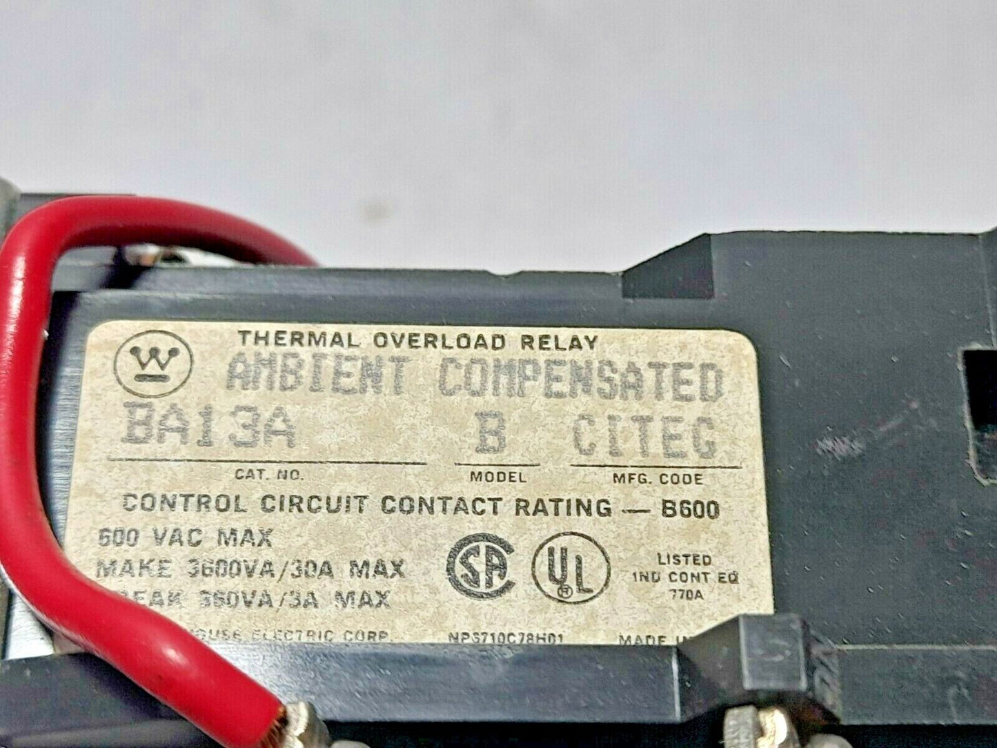 Westinghouse Motor Control A200M0CAC 6710C48G05 J Contactor 120V60Hz 110V50Hz