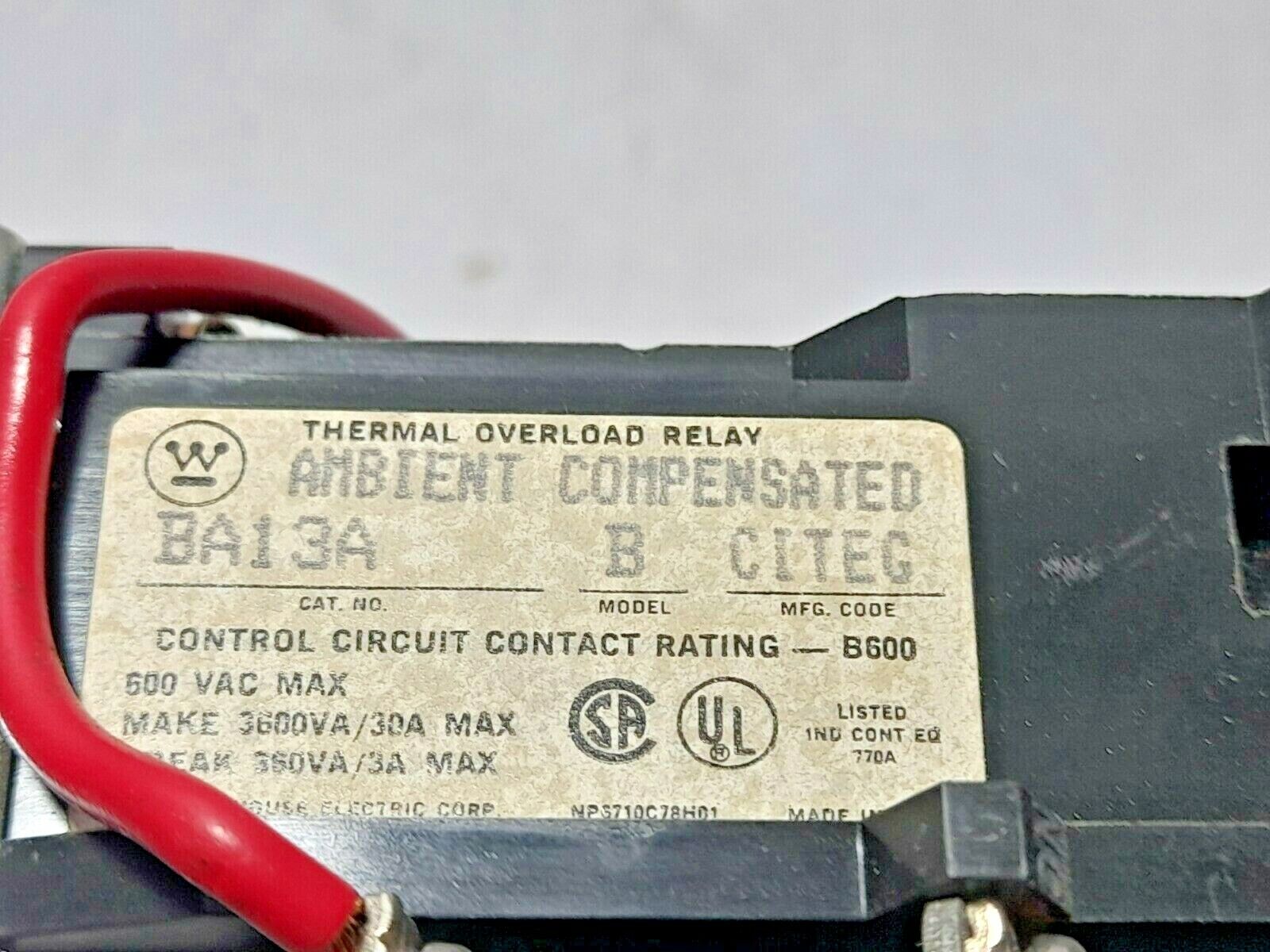 Westinghouse Motor Control A200M0CAC 6710C48G05 J Contactor 120V60Hz 110V50Hz