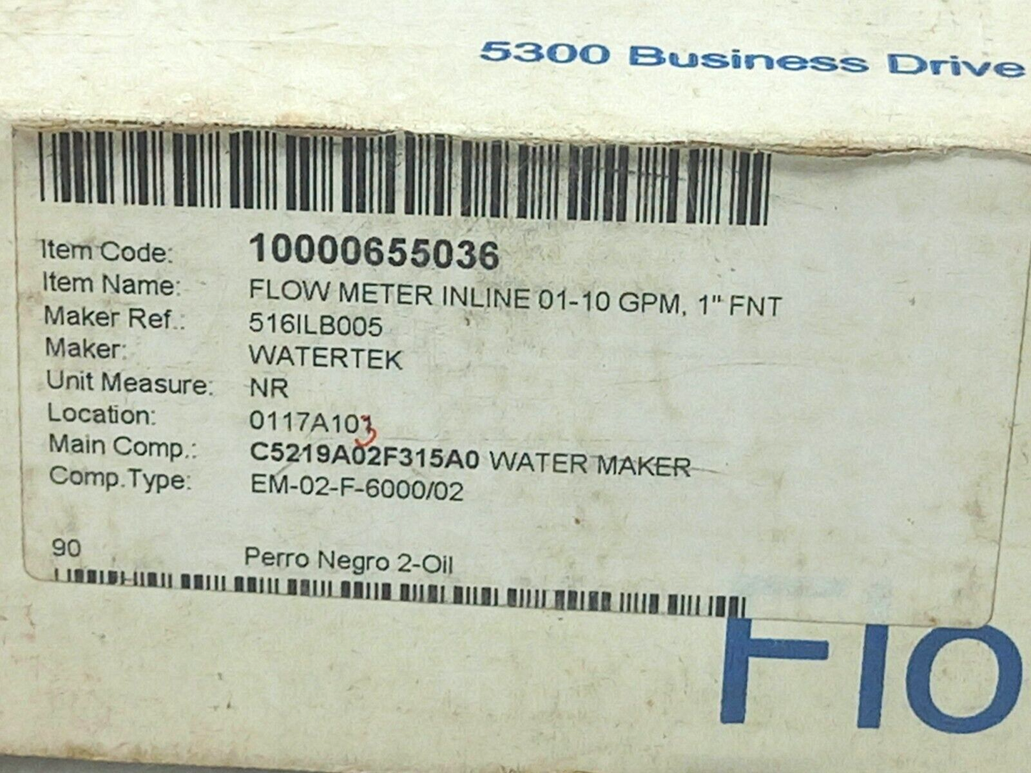 Blue White F-40750LN-16 Flow meter inline 01-10 GPM 1” FNT
