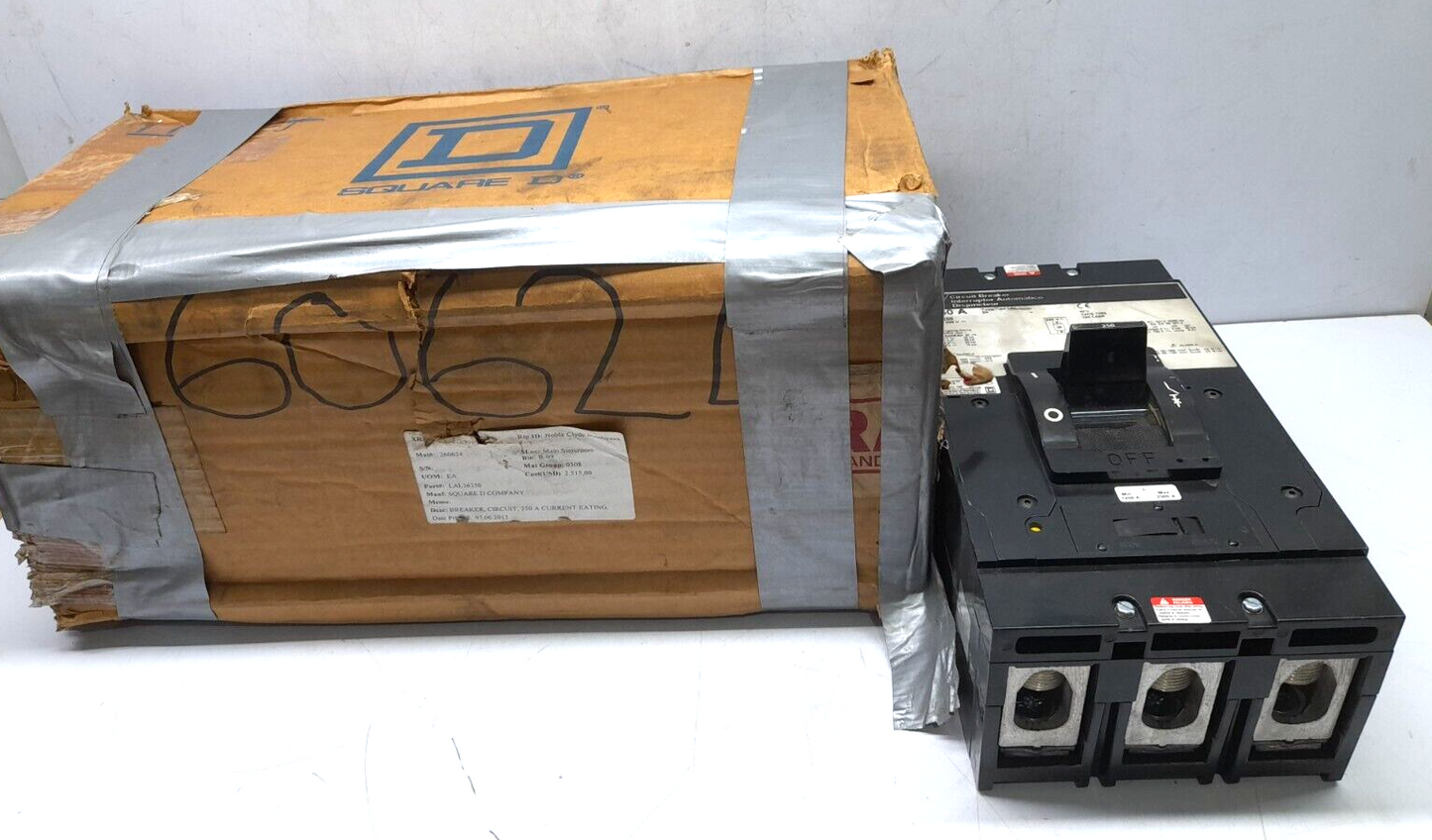 Square D LAL36250 Circuit Breaker 250A 3P 600VAC 250VDC 5060Hz Type LAL S4