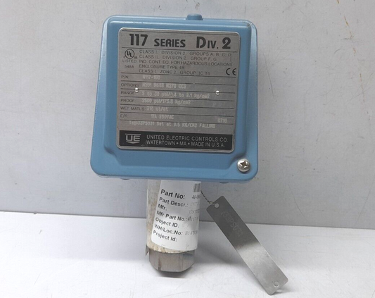 United Electric H117-190 Pressure Switch / H117190