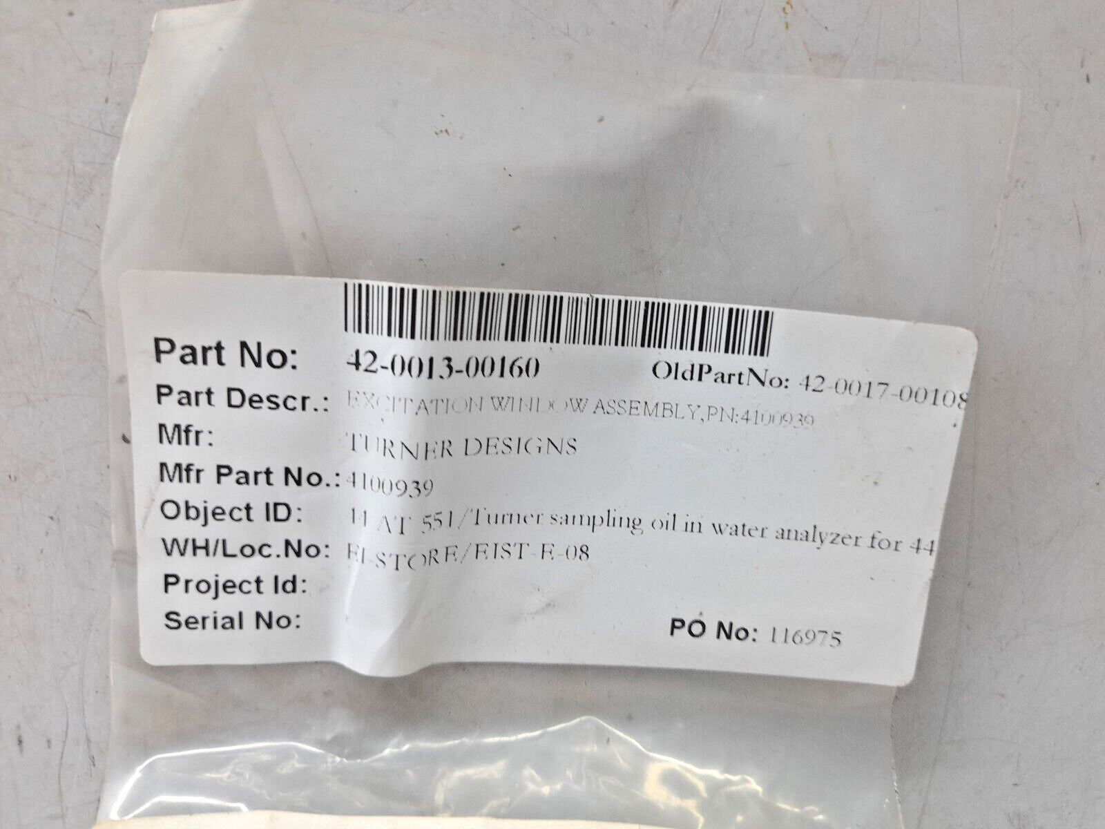 Turner Designs 4100939 Housing Excitation Window / TD-4100-XD / 4100939