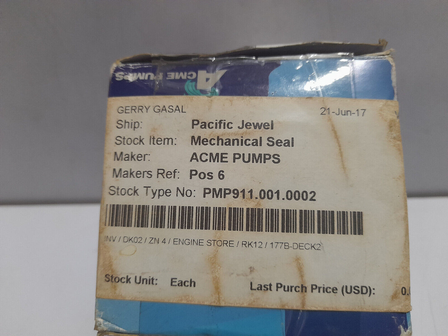 ACME Pumps POS 6 Mechanical Seal