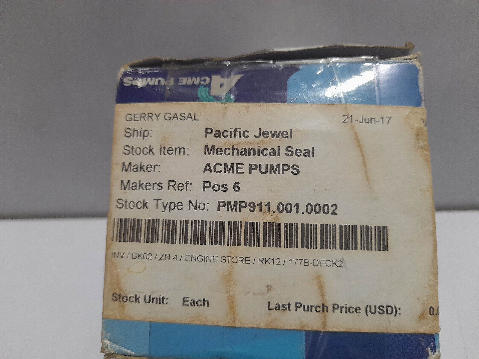 ACME Pumps POS 6 Mechanical Seal