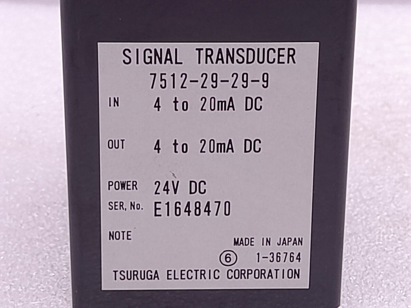 Tsuruga 7512 Signal Transducer DC Transducer 7512-29-29-9 24VDC In 4 to 20mA DC