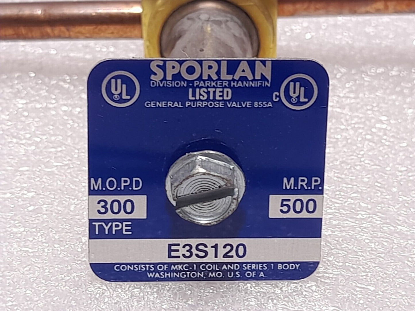 Sporlan E3S120 Solenoid Valve ¼” ODF Solder Connections Less Coil MOPD 300 MRP 5